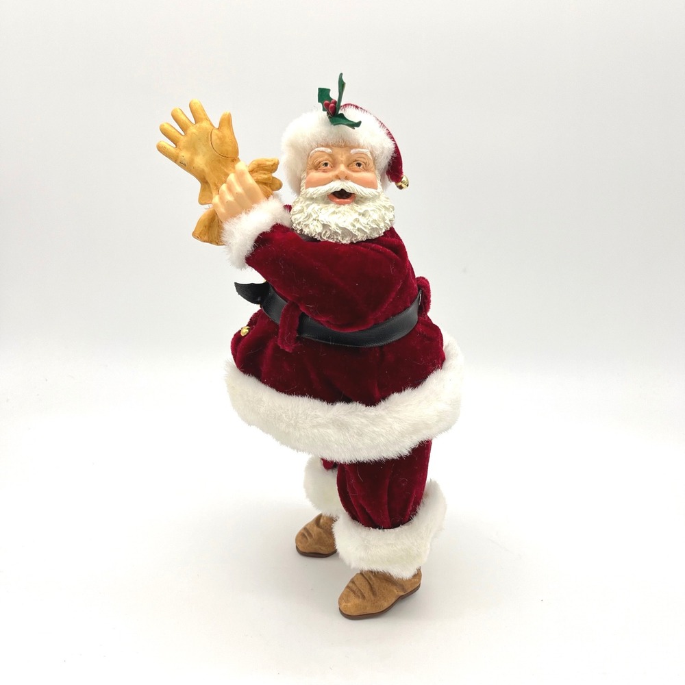 Hallmark Vintage Santa Claus Figurine Holding‎ Gloves Christmas Decoration